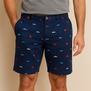 Columbia Shorts Men's 34"W Cotton Blend Blue Embroidery Regular Fit Pockets